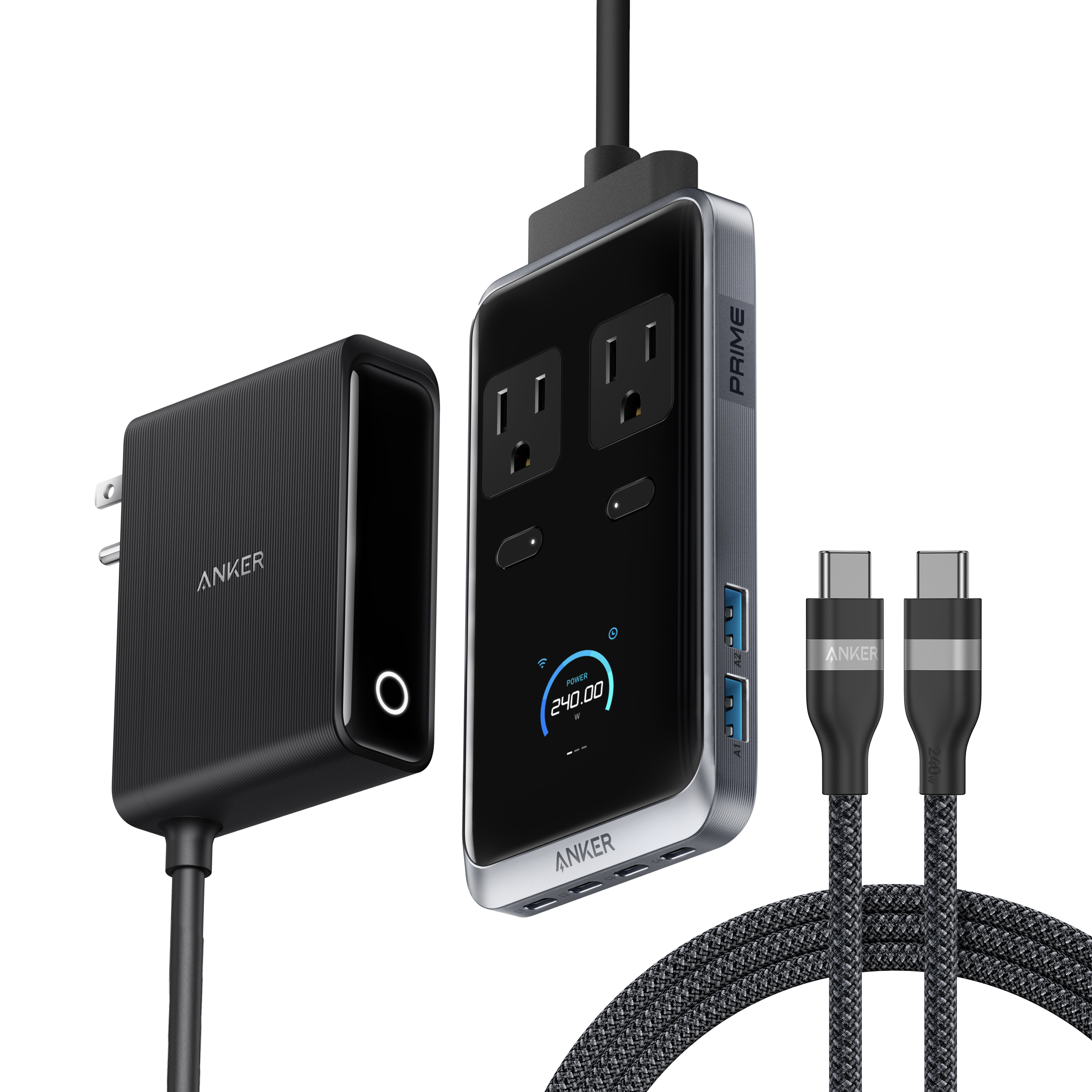 Anker Prime Charging Station (8-in-1, 240W) and USB-C to USB-C Cable (6 ft, 240W )