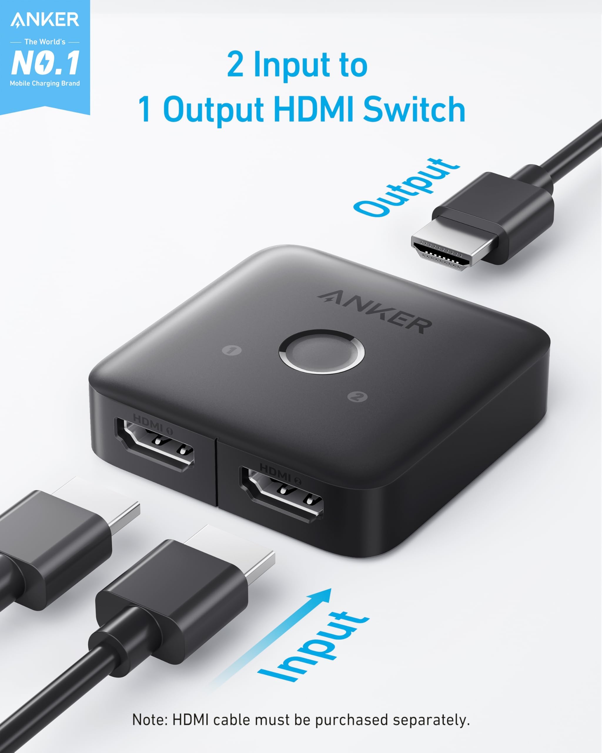 Anker HDMI Switch (2 in 1 Out, 4K HDMI)