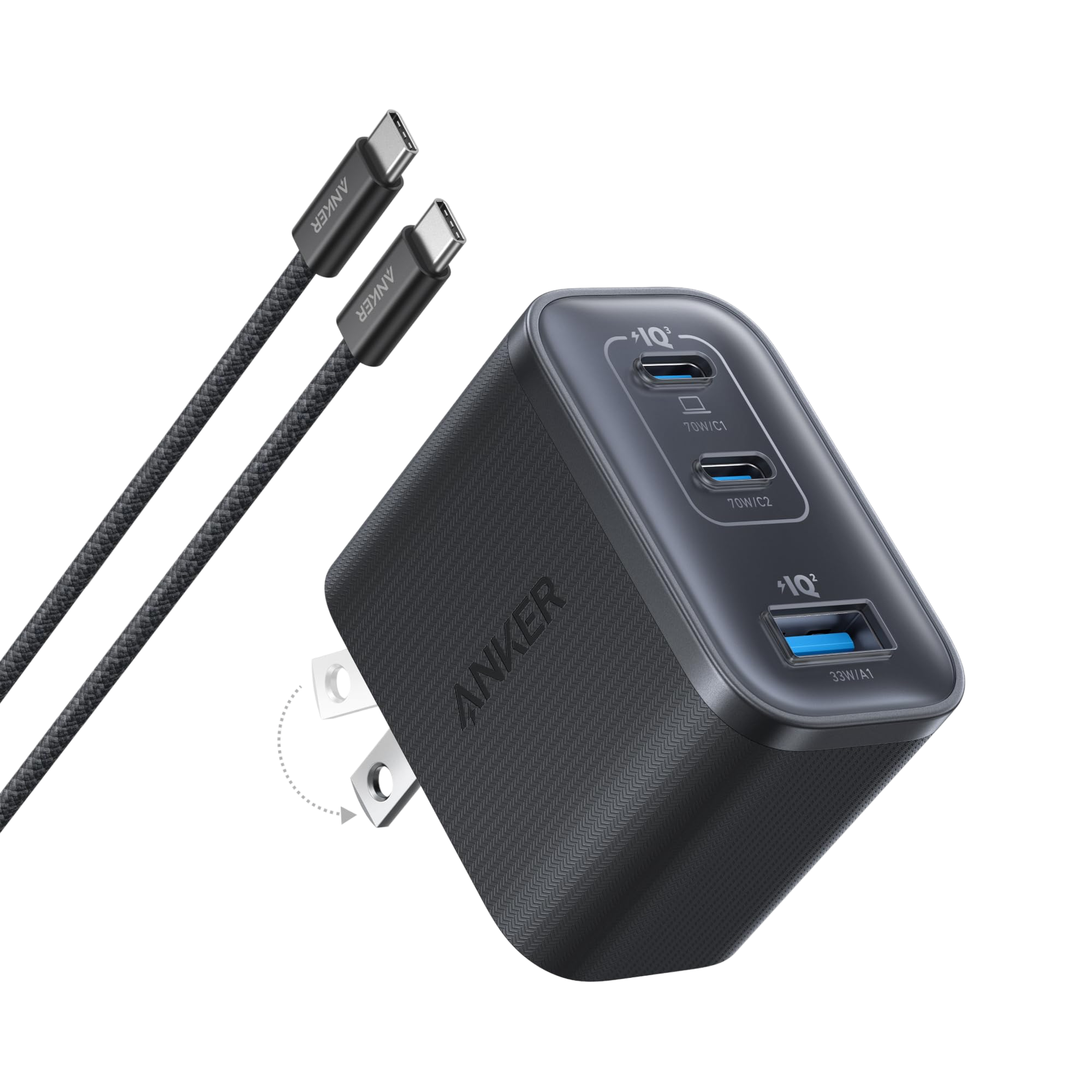 Anker Nano Charger (70W, 3 Ports) and Anker Nano Power Bank (10K, 45W, Built-In Retractable USB-C Cable)
