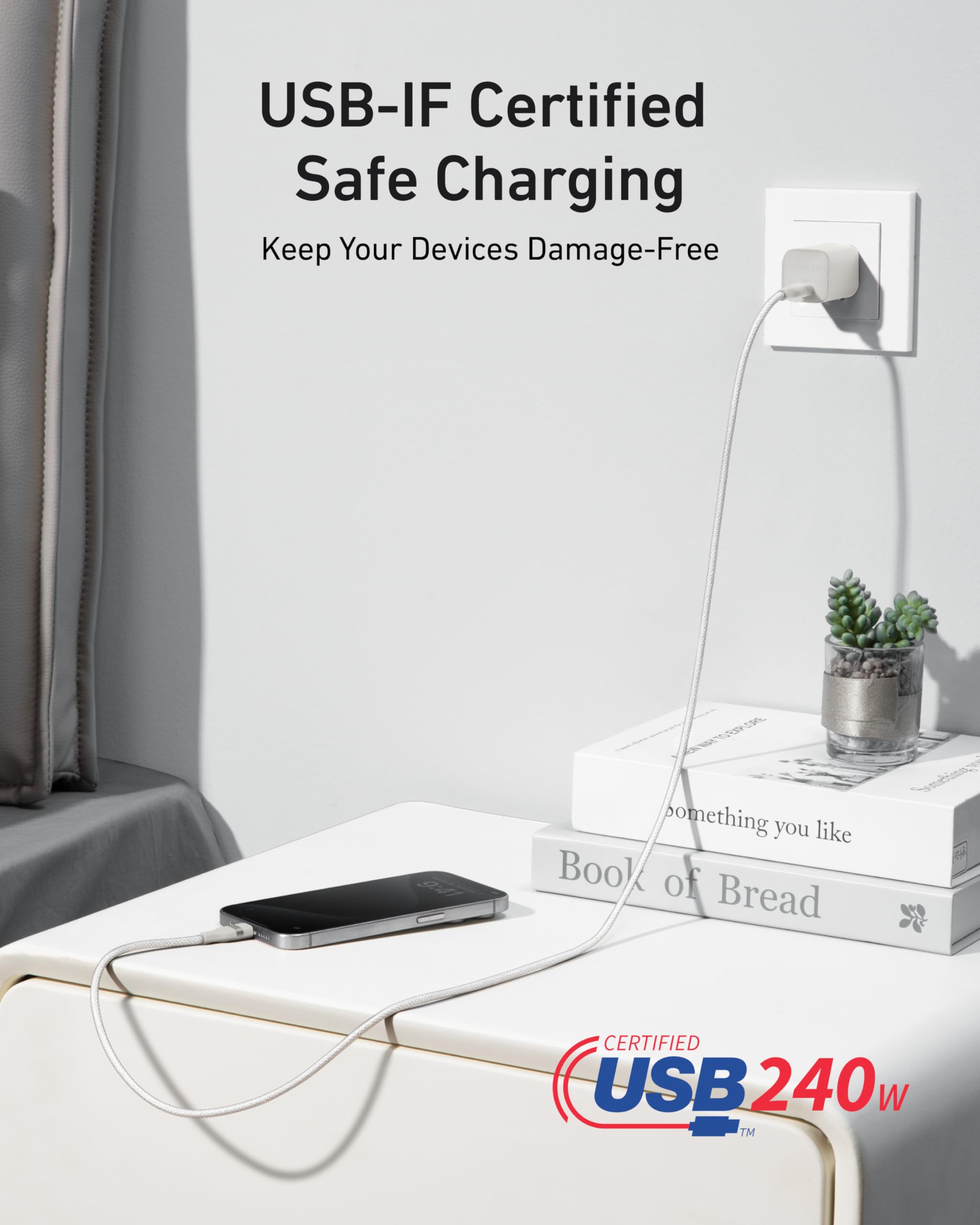 Bundle kit: Anker Laptop Power Bank (25K, 165W, Built-In and Retractable Cables) and Anker USB-C to USB-C Cable (6 ft, 240W, Upcycled-Braided)