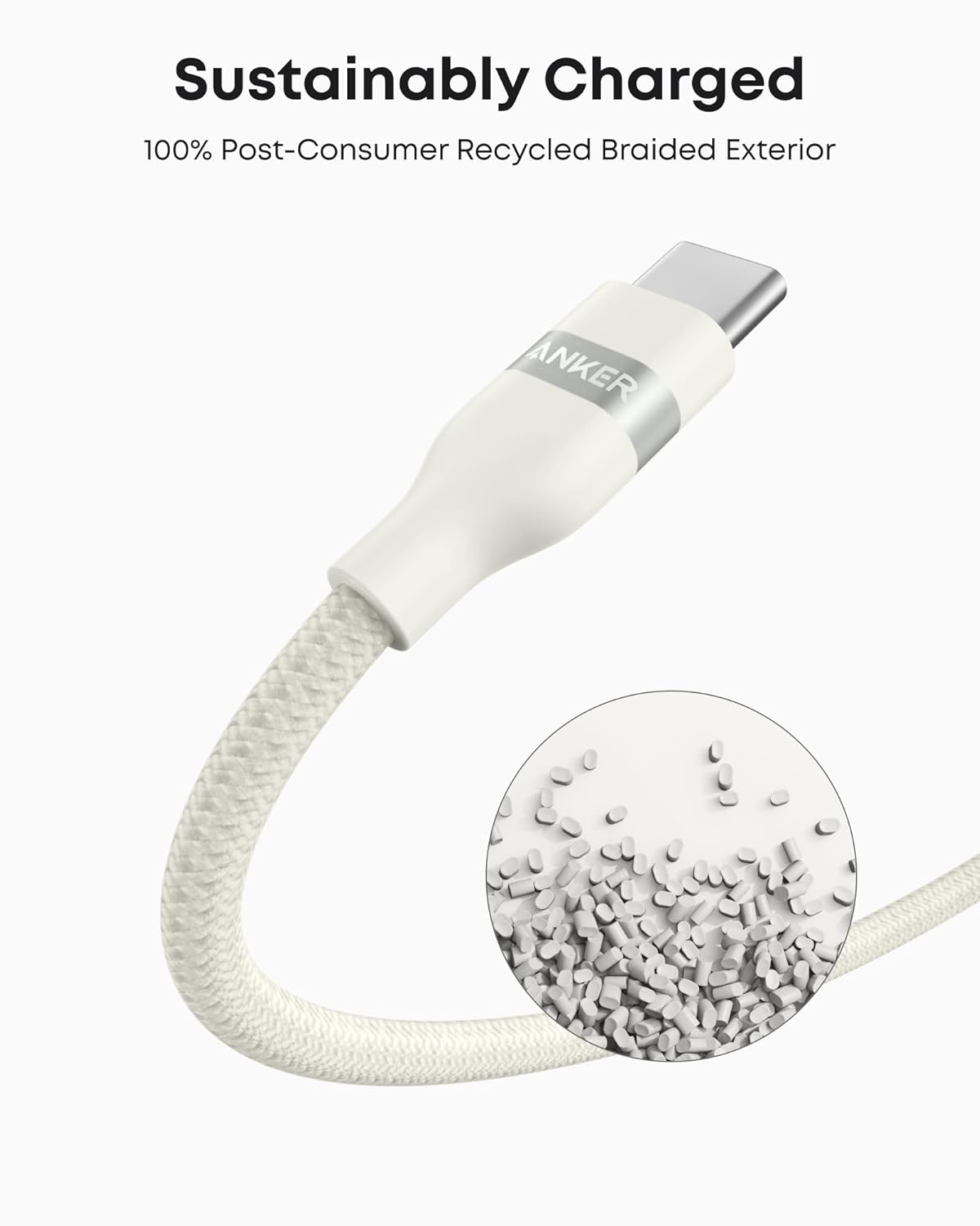 Anker USB-A to USB-C Cable (3 ft, Upcycled-Braided)（2-Pack）