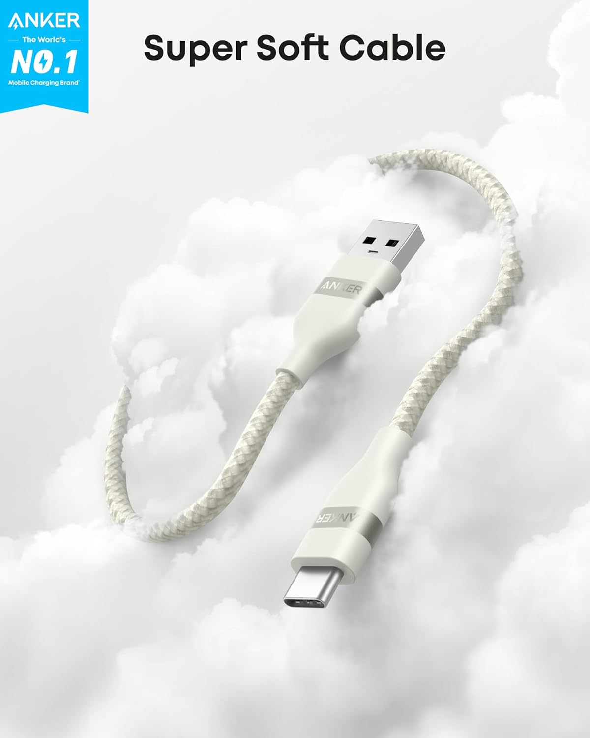Anker USB-A to USB-C Cable (3 ft, Upcycled-Braided)（2-Pack）