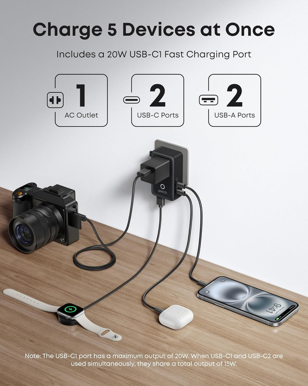 Bundle kit: Anker Laptop Power Bank (25K, 165W, Built-In and Retractable Cables) and Anker Nano Travel Adapter (5-in-1, 20W, 1-Pack)