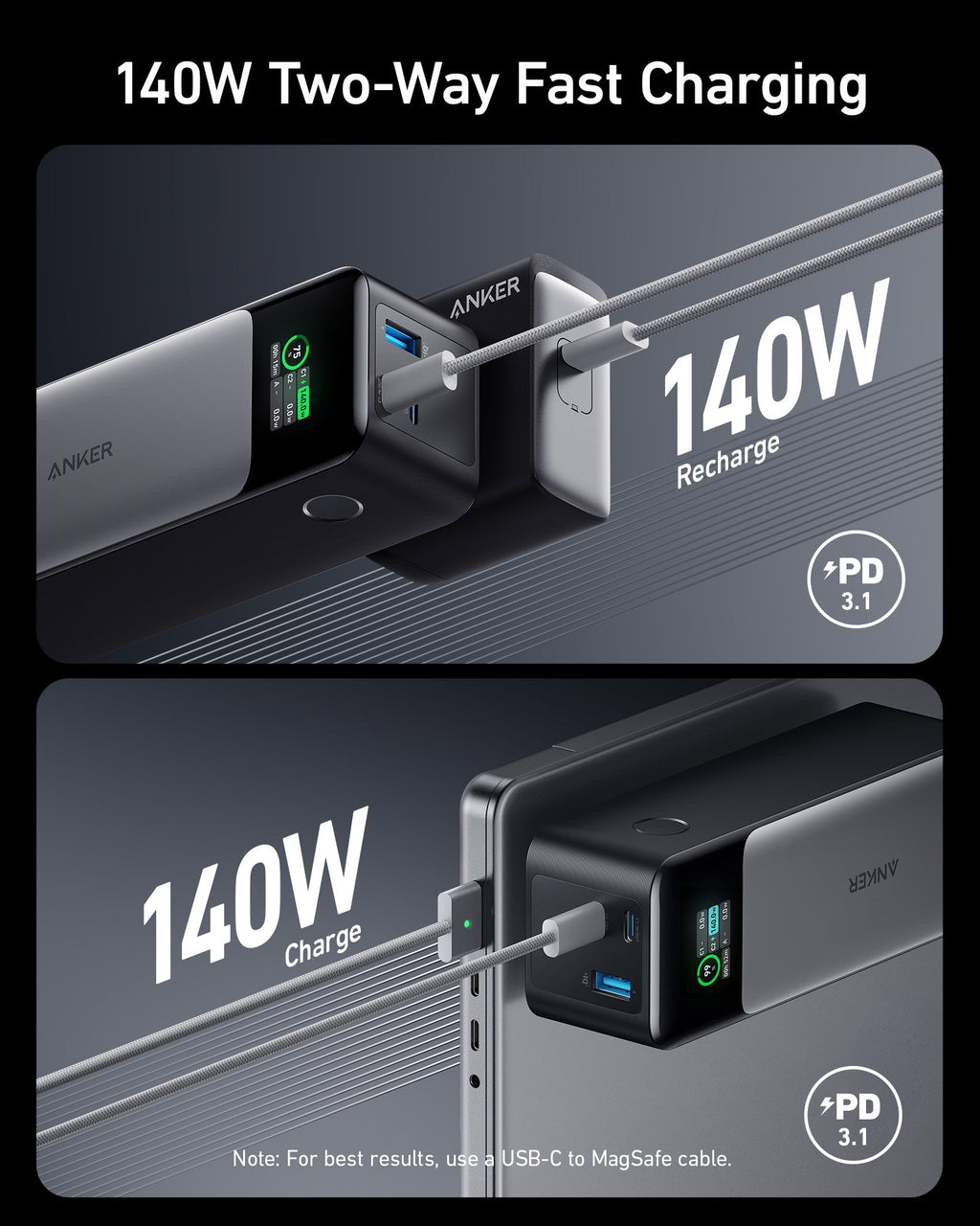 Anker 737 Power Bank (PowerCore 24K) and Anker Nano Charger (70W, 3 Ports)