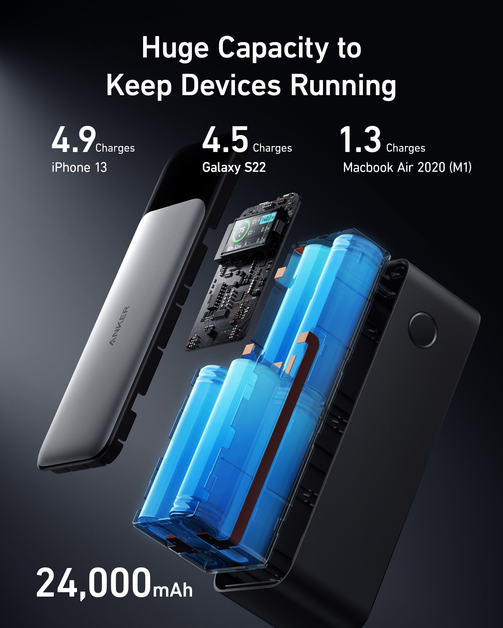 Anker 737 Power Bank (PowerCore 24K) and Anker Nano Charger (70W, 3 Ports)