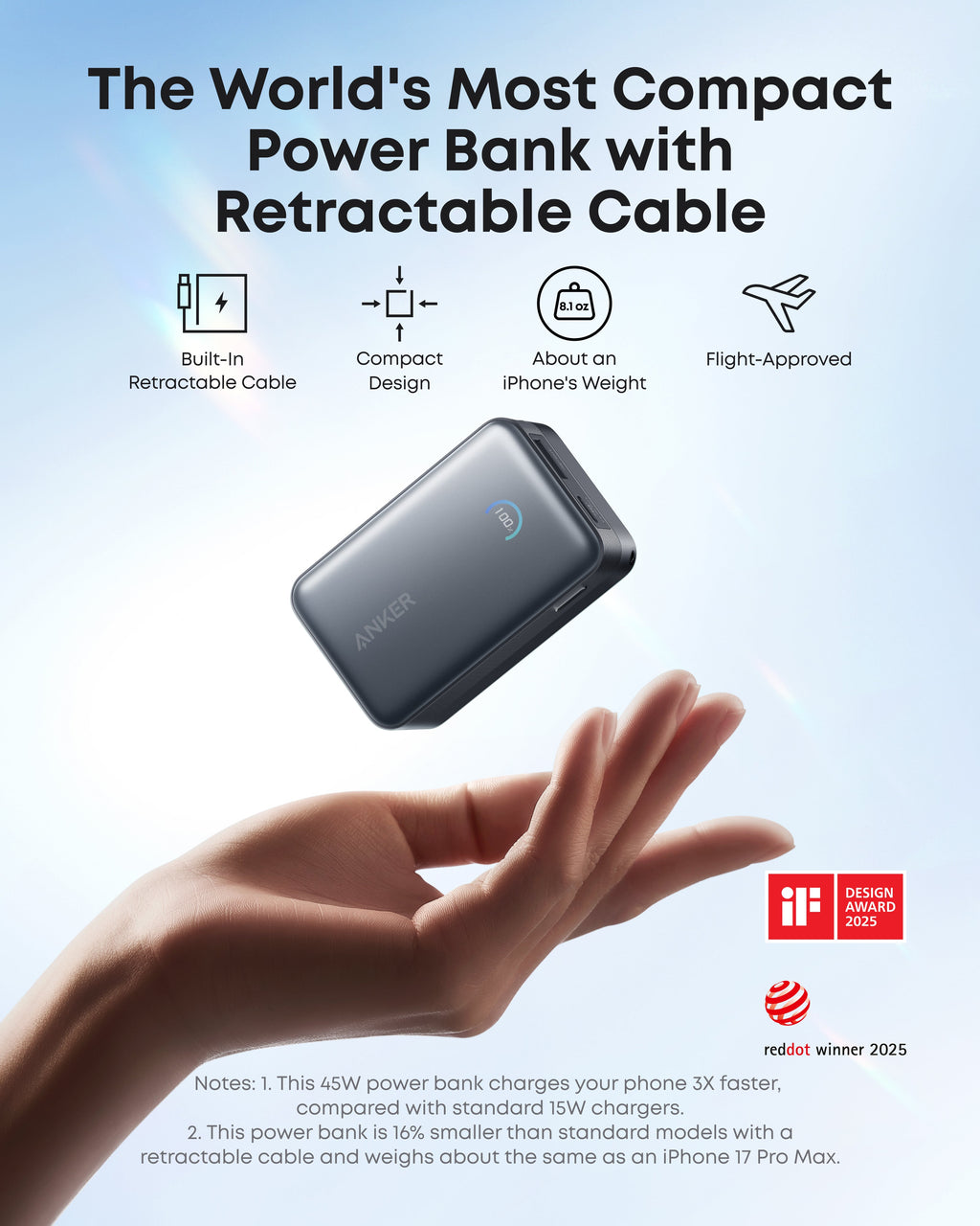 Anker Nano Charger (70W, 3 Ports) and Anker Nano Power Bank (10K, 45W, Built-In Retractable USB-C Cable)