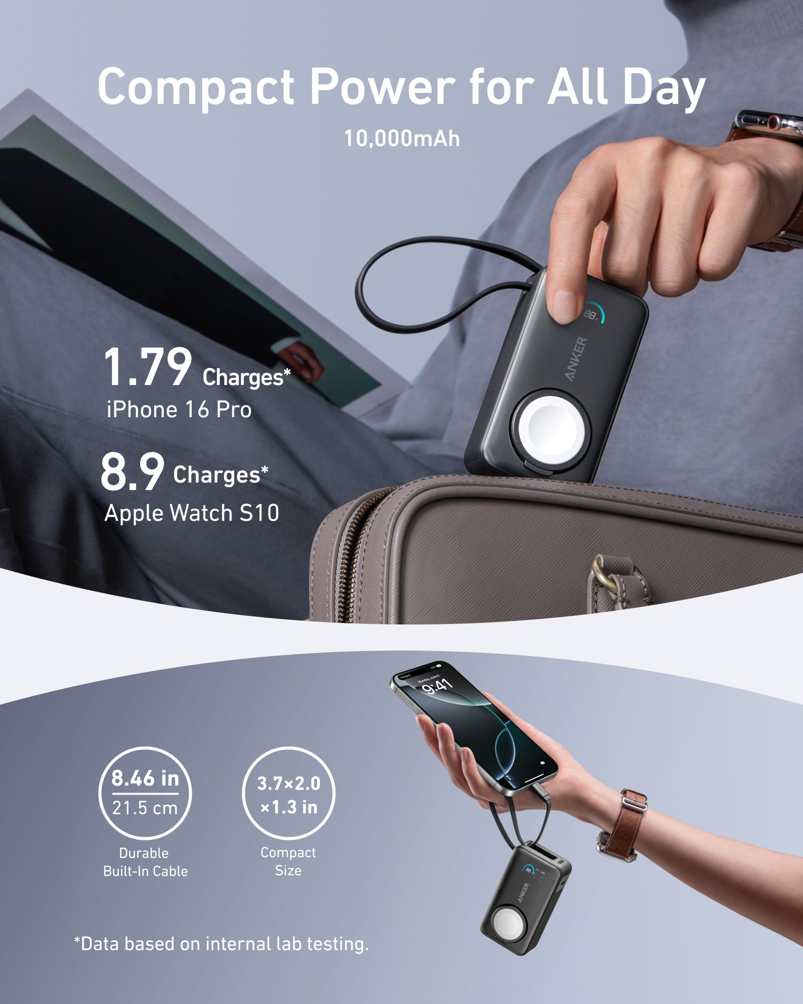 Anker MagGo Power Bank (10K, 35W, For Apple Watch) and Anker Nano Charger (45W, Smart Display, 180° Foldable)