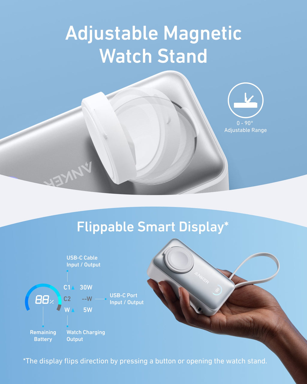 Anker MagGo Power Bank (10K, 35W, For Apple Watch) and Anker Nano Charger (35W, Built-In Retractable USB-C Cable)