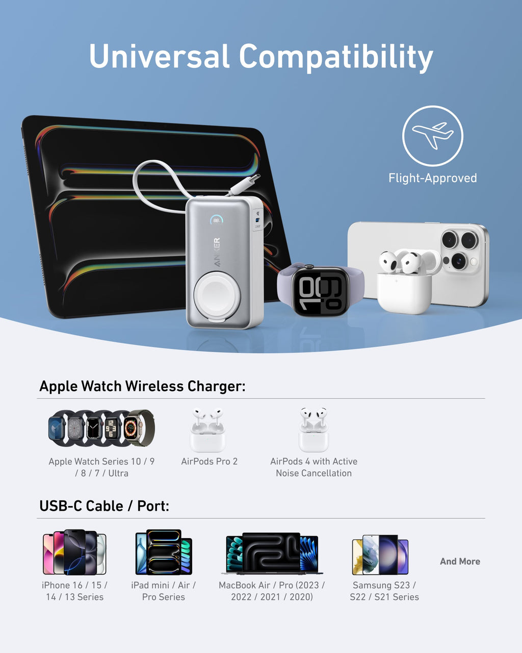 Anker MagGo Power Bank (10K, 35W, For Apple Watch) and Anker Nano Charger (35W, Built-In Retractable USB-C Cable)