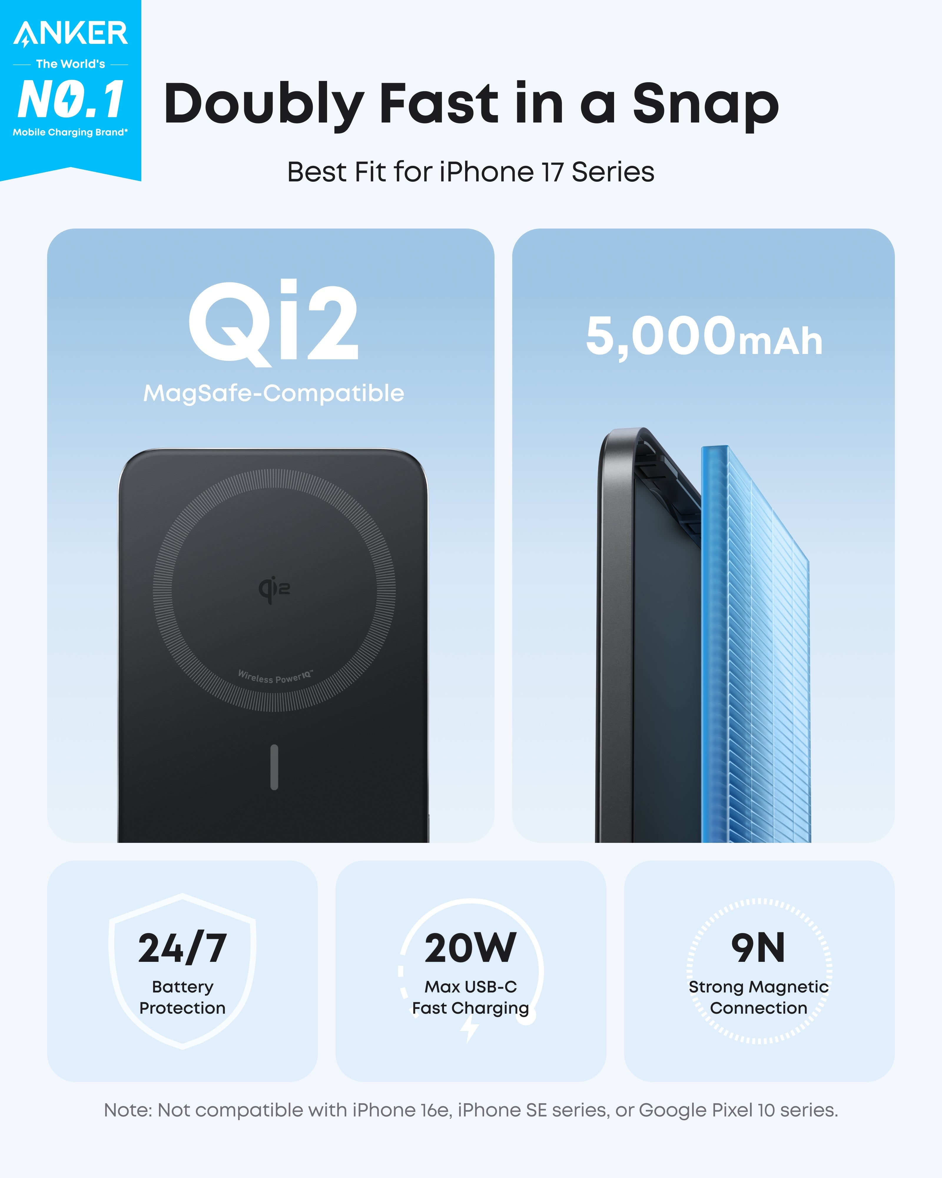 Bundle kit: Anker Nano Power Bank (5K, MagGo, Slim, 2-Pack)