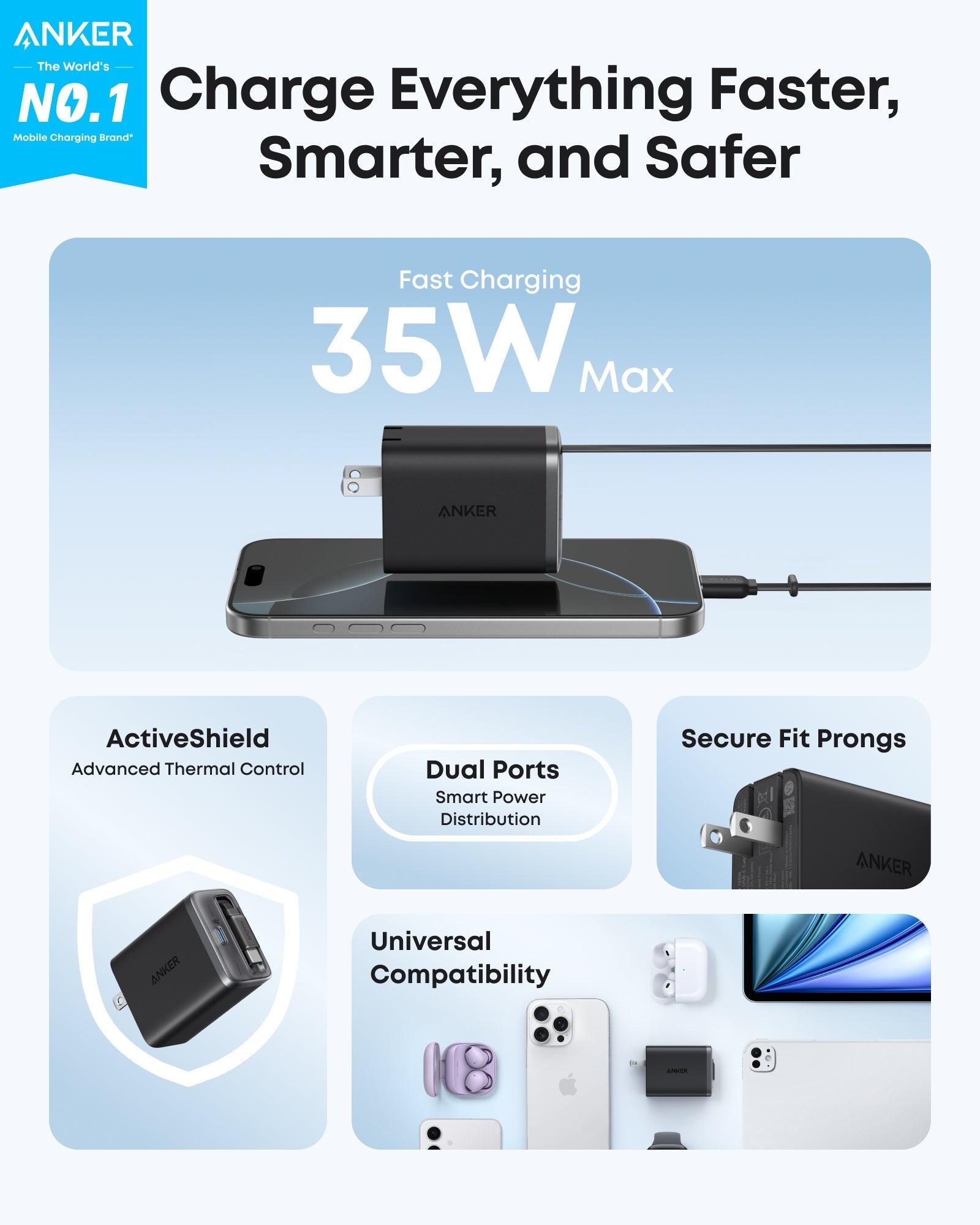Anker MagGo Power Bank (10K, 35W, For Apple Watch) and Anker Nano Charger (35W, Built-In Retractable USB-C Cable)