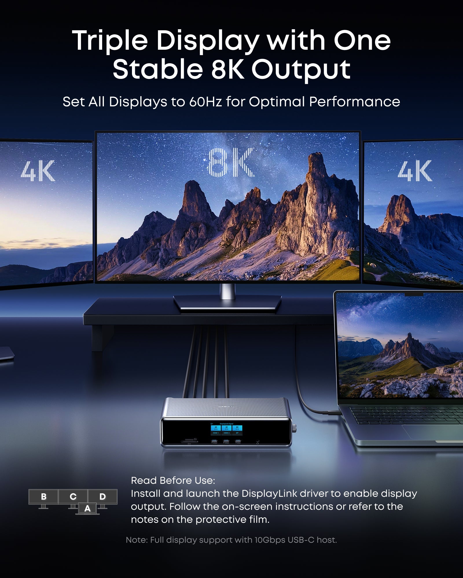 Anker Prime Docking Station (14-in-1, Triple Display, DisplayLink) with DL7400 and Thunderbolt 5 Cable (3.3 ft, 80Gbps, 240W)