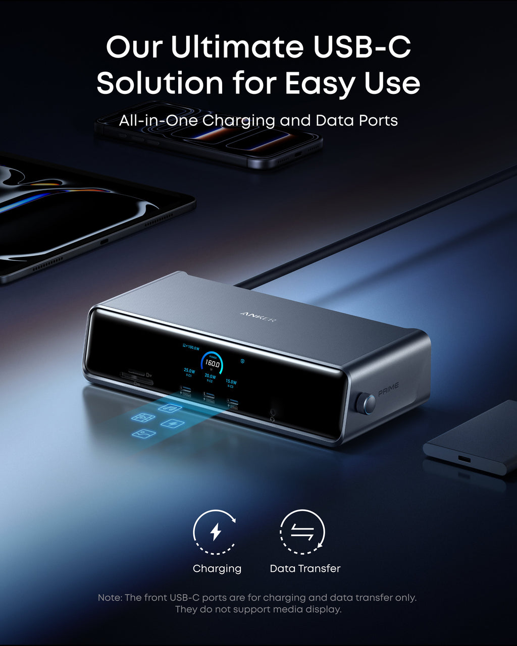 Anker Prime Docking Station (DL7400) and USB-C to USB-C Cable (Thunderbolt 4 Compatible)
