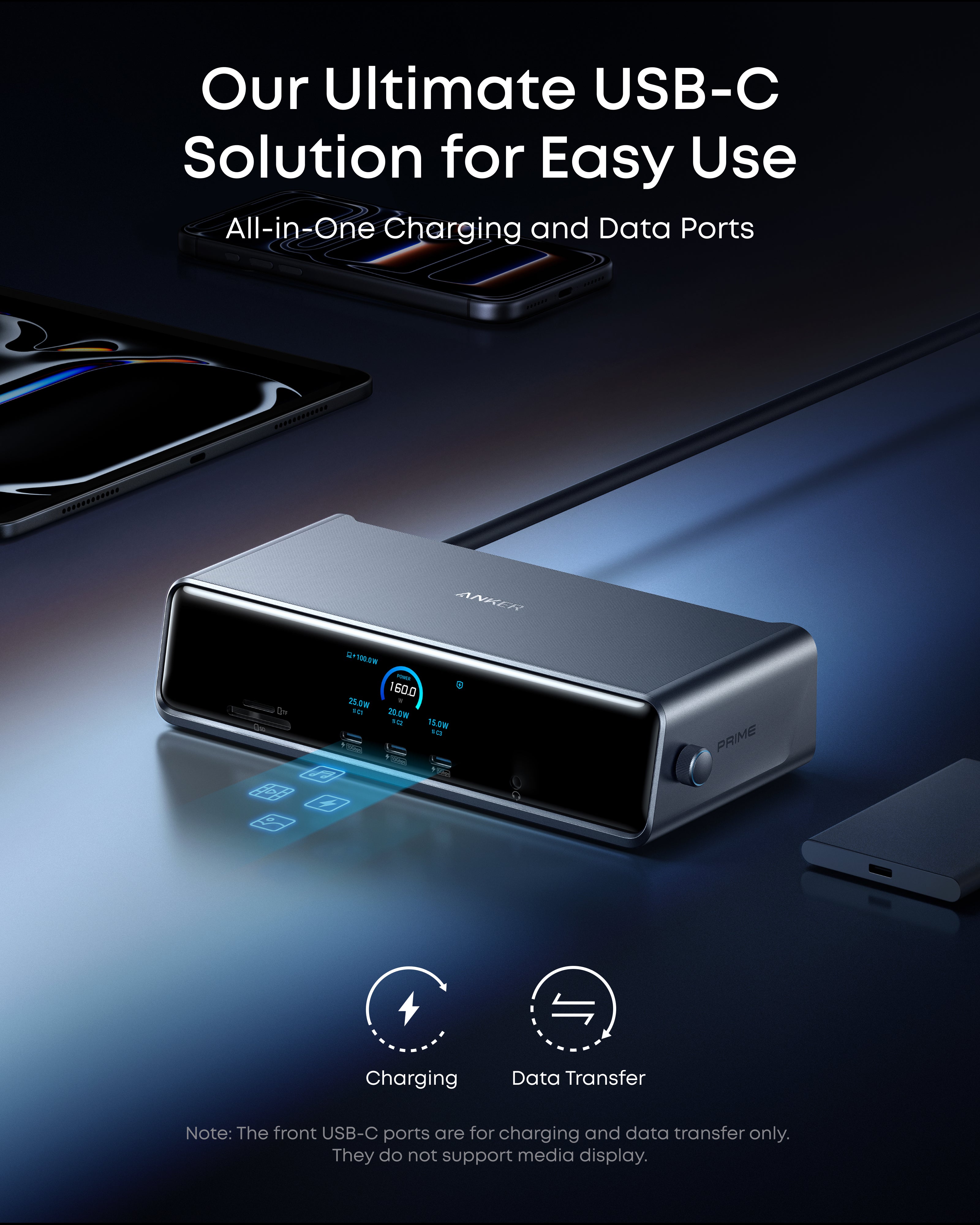 Anker Prime Docking Station (DL7400) and USB-C to USB-C Cable (Thunderbolt 4 Compatible)