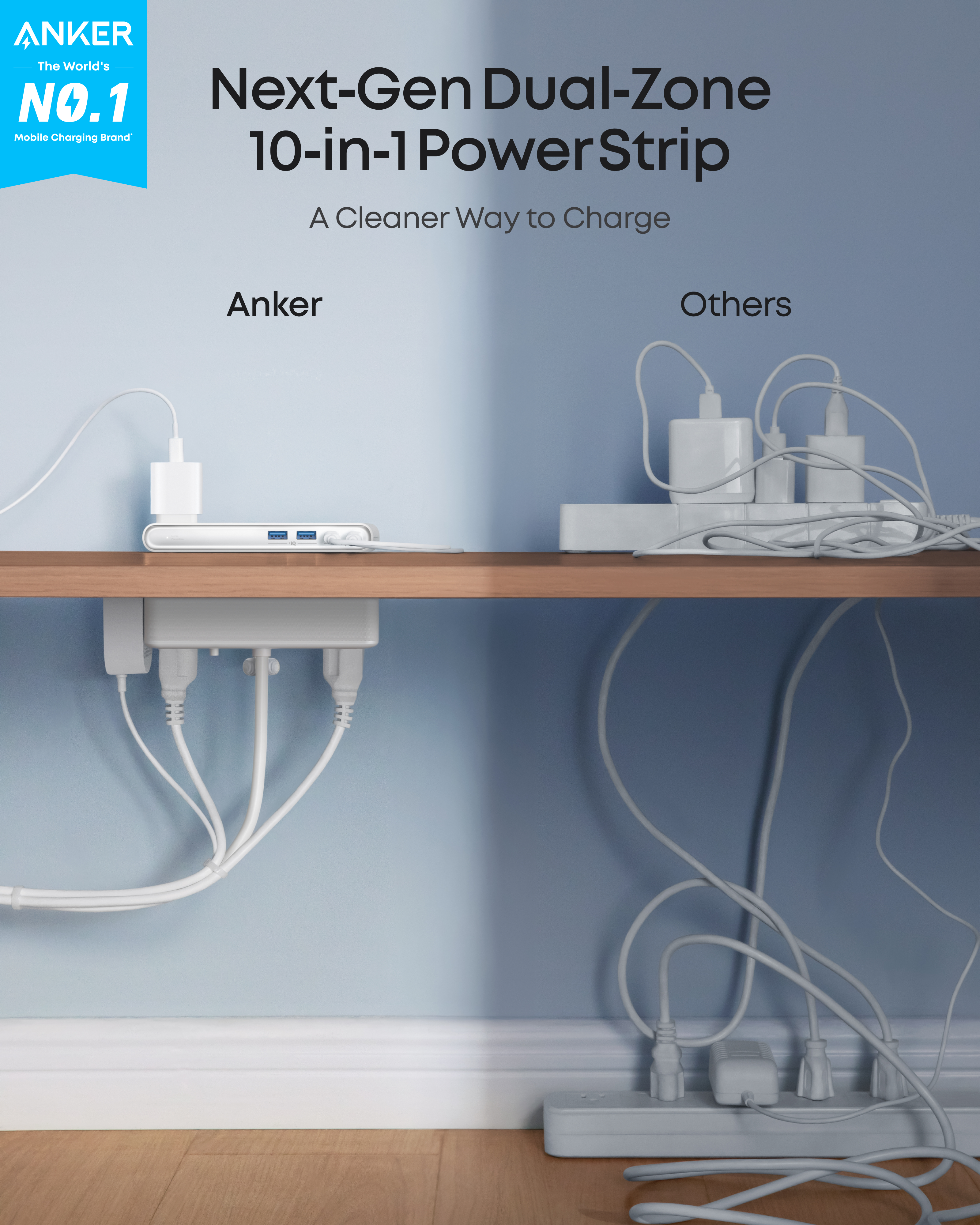 Anker Nano Power Strip (10-in-1, 70W, Clamp)