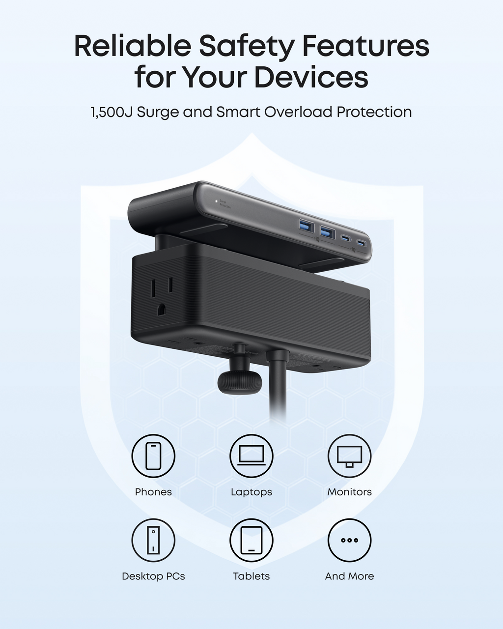 Anker Nano Power Strip (10-in-1, 70W, Clamp)