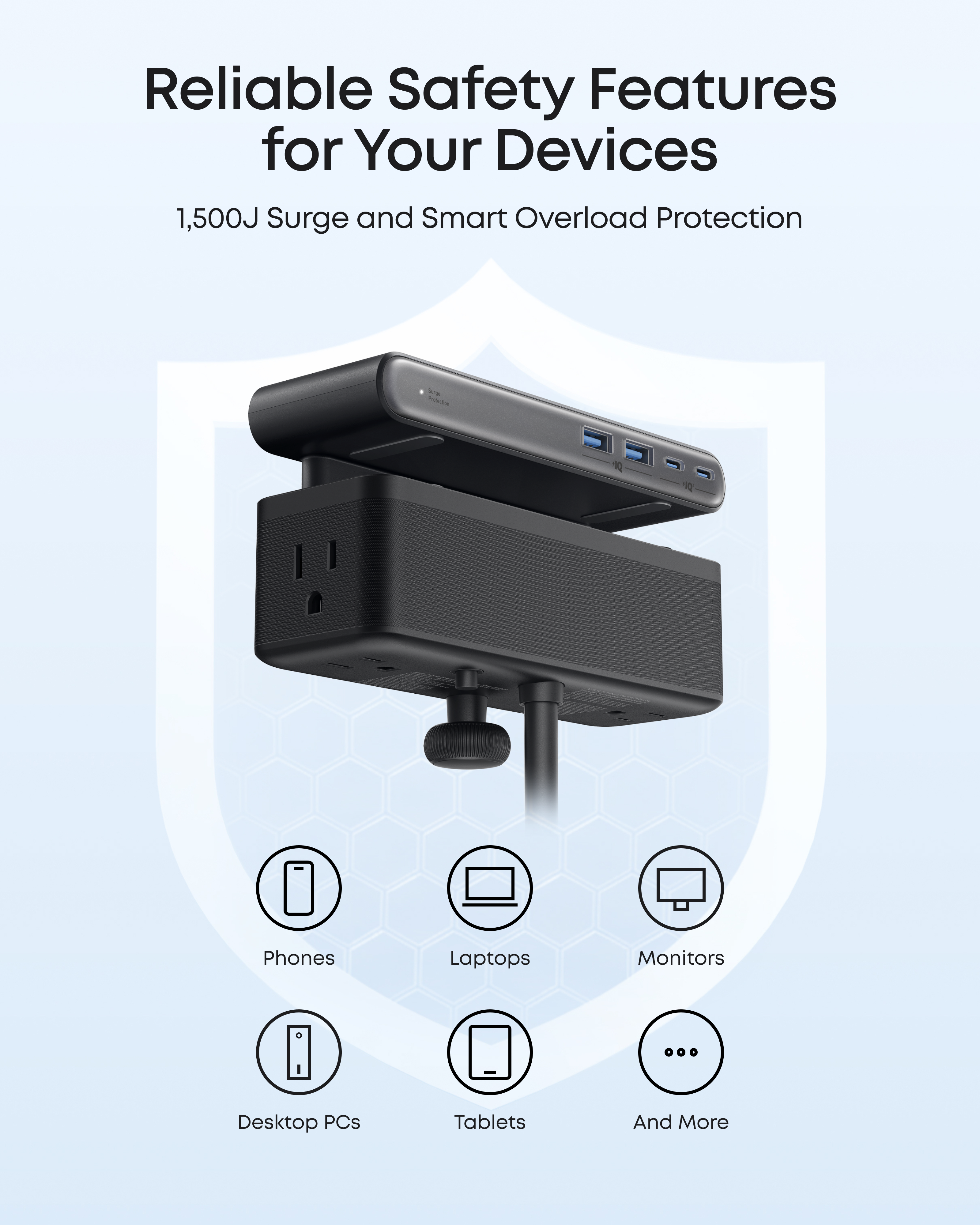 Anker Nano Power Strip (10-in-1, 70W, Clamp)