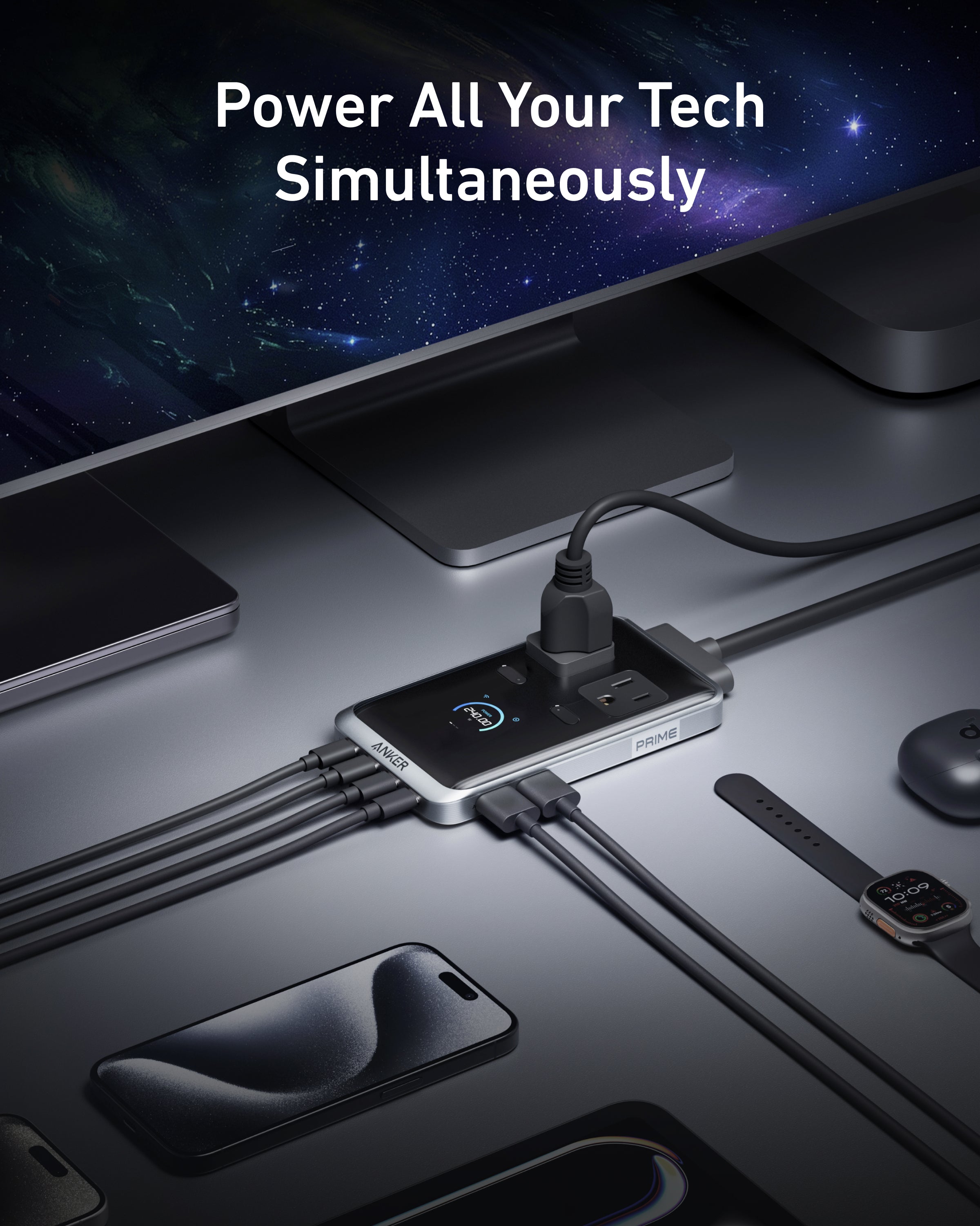 Anker Prime Charging Station (8-in-1, 240W) and Anker Prime USB-C to USB-C Cable (240W, Upcycled-Braided)