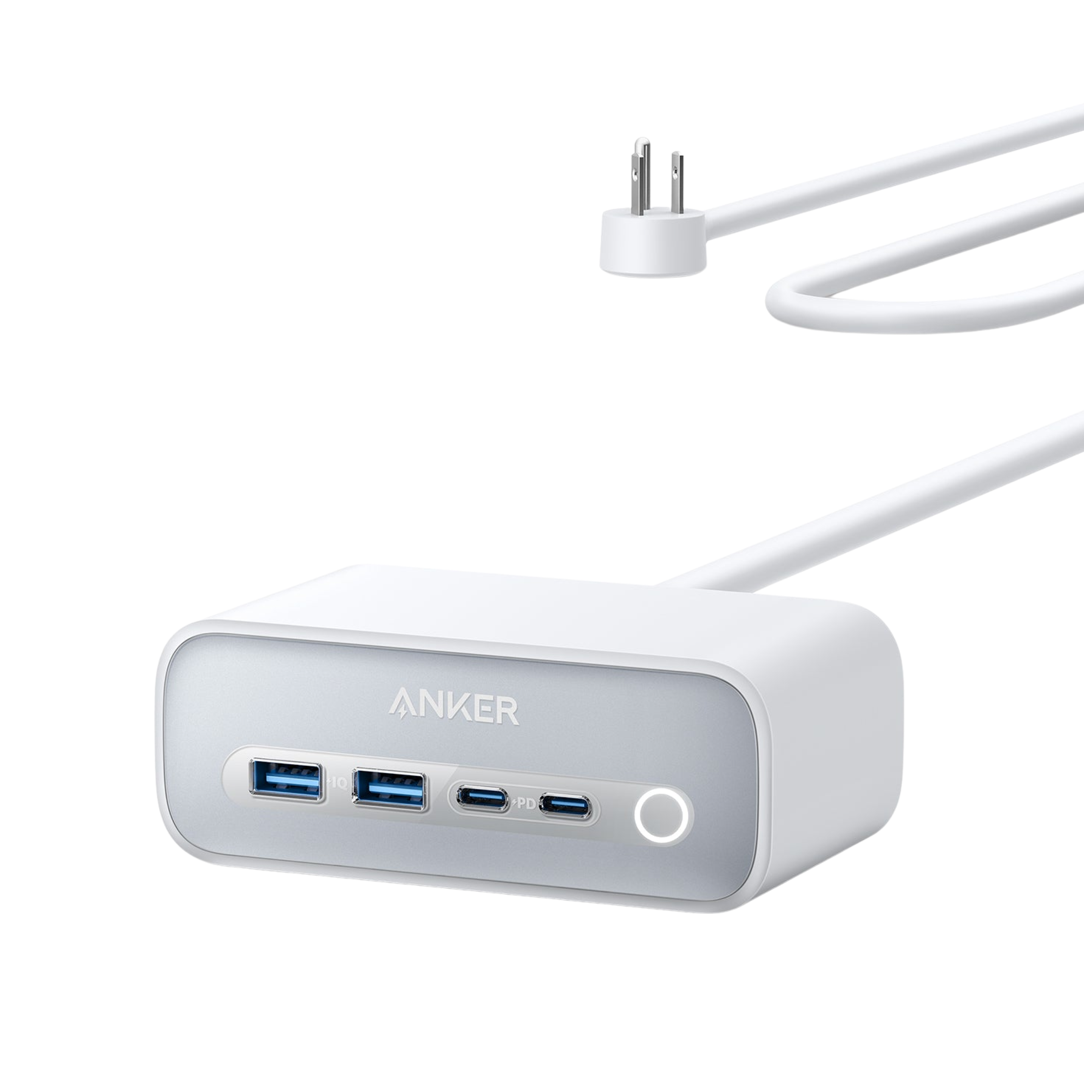 Anker 525 Charging Station and Anker USB-A to USB-C Cable (3 ft/6 ft, Upcycled-Braided)