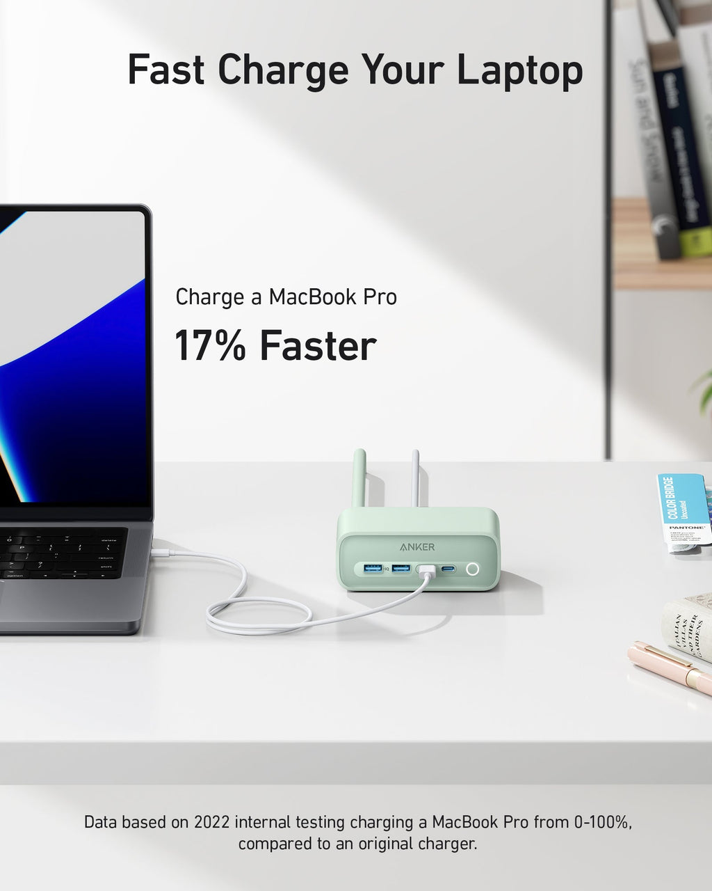Anker 525 Charging Station and Anker USB-A to USB-C Cable (3 ft/6 ft, Upcycled-Braided)