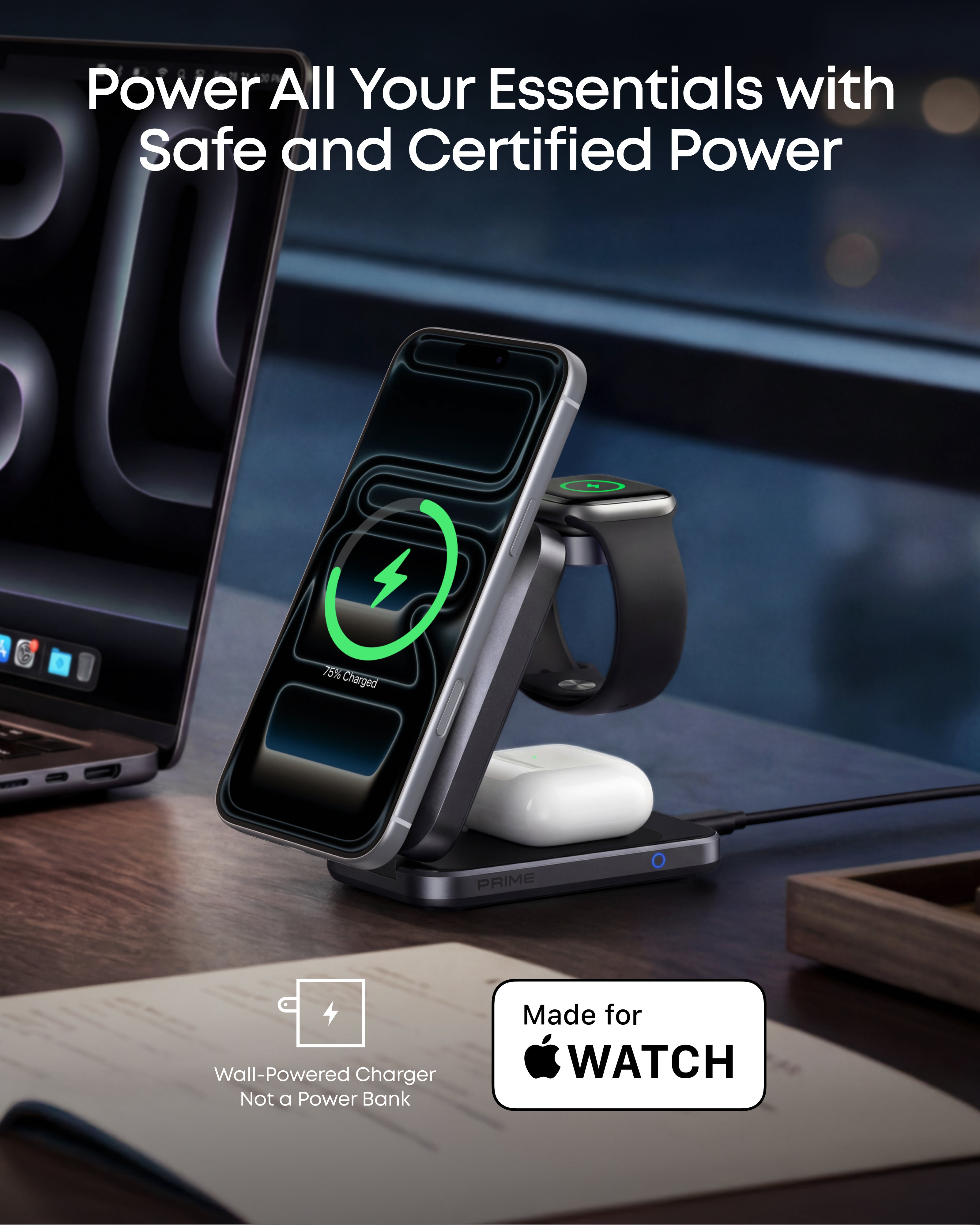 Anker Prime Wireless Charging Station (3-in-1, MagGo, AirCool, Foldable) and Anker Prime USB-C to USB-C Cable (240W, Upcycled-Braided)