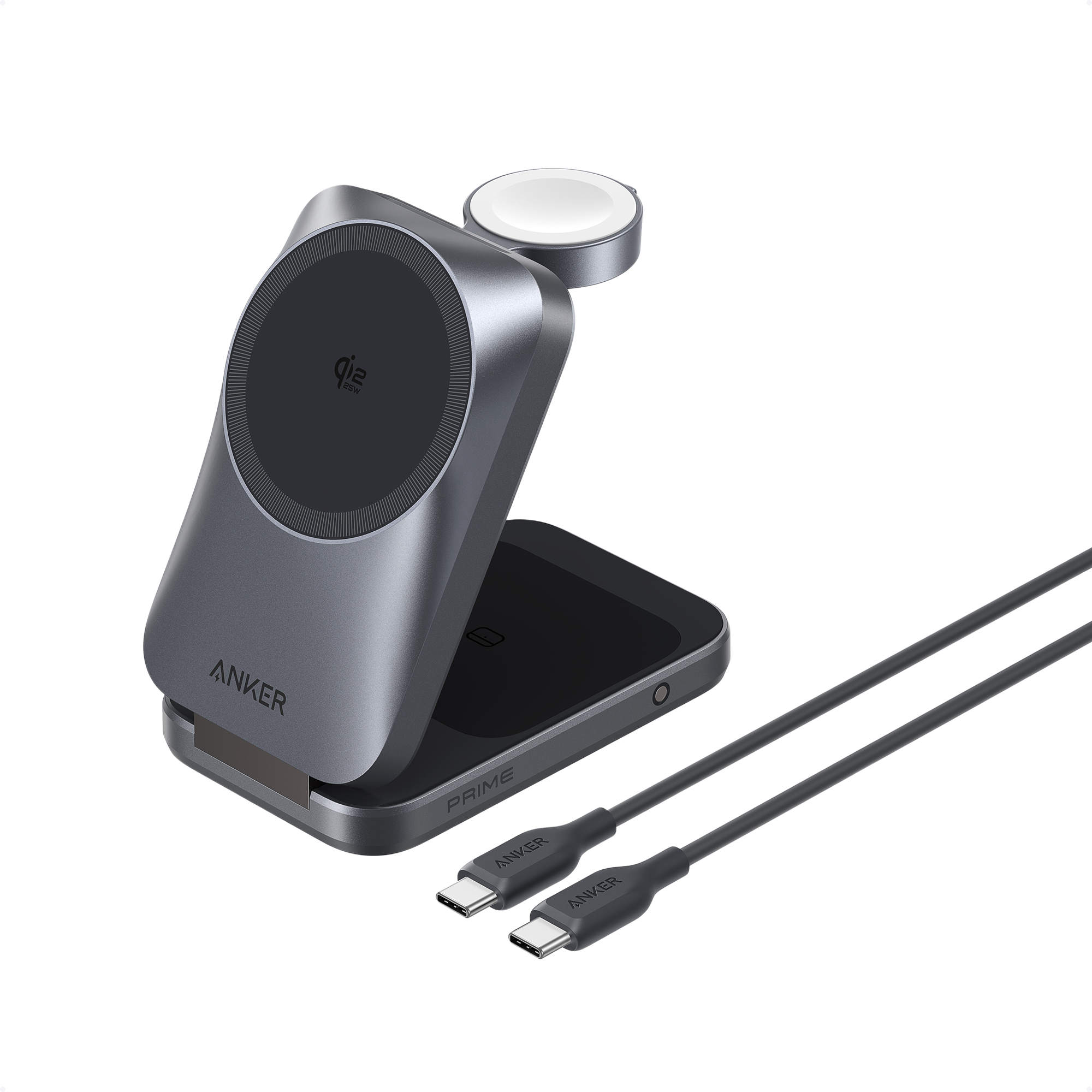 Anker Prime Wireless Charging Station (3-in-1, MagGo, AirCool, Foldable) and Anker Prime USB-C to USB-C Cable (240W, Upcycled-Braided)