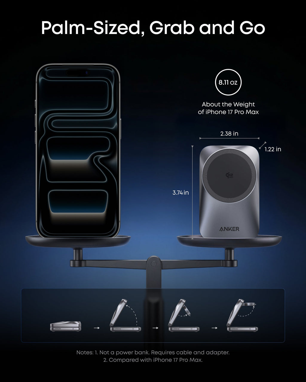 Anker Prime Wireless Charging Station (3-in-1, MagGo, AirCool, Foldable)