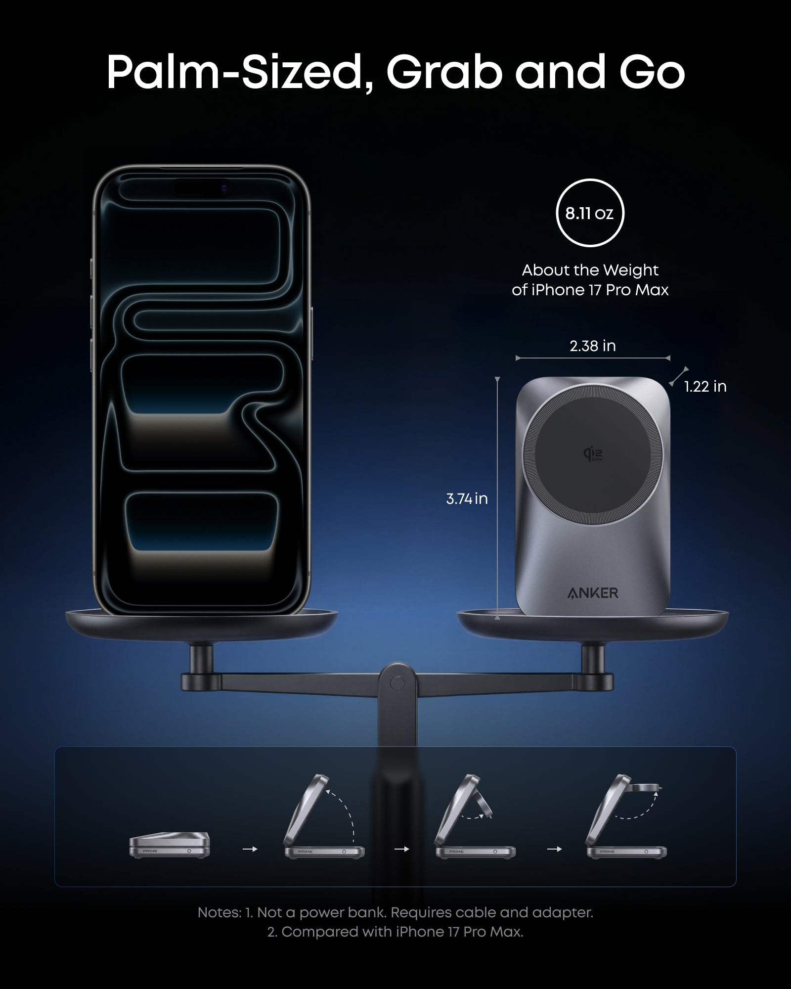 Anker Prime Wireless Charging Station (3-in-1, MagGo, AirCool, Foldable)