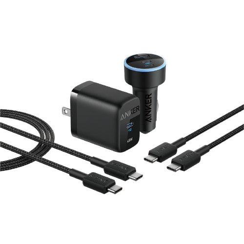 Anker 45W USB-C Wall Charger + 67W Car Charger + 3 ft and 6 ft USB-C Cables