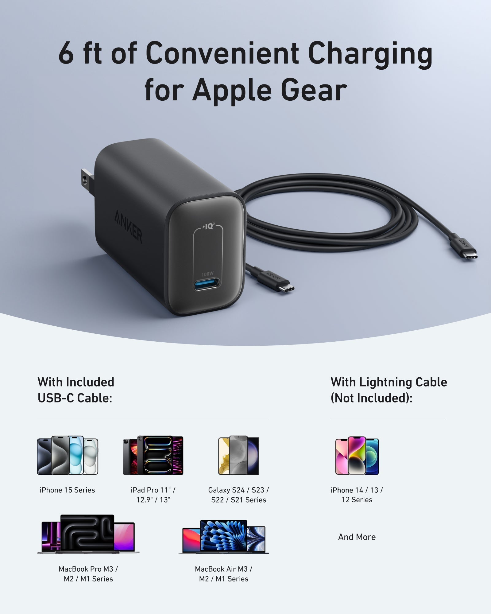 Anker Nano Charger (100W) with USB-C Cable (2-pack)