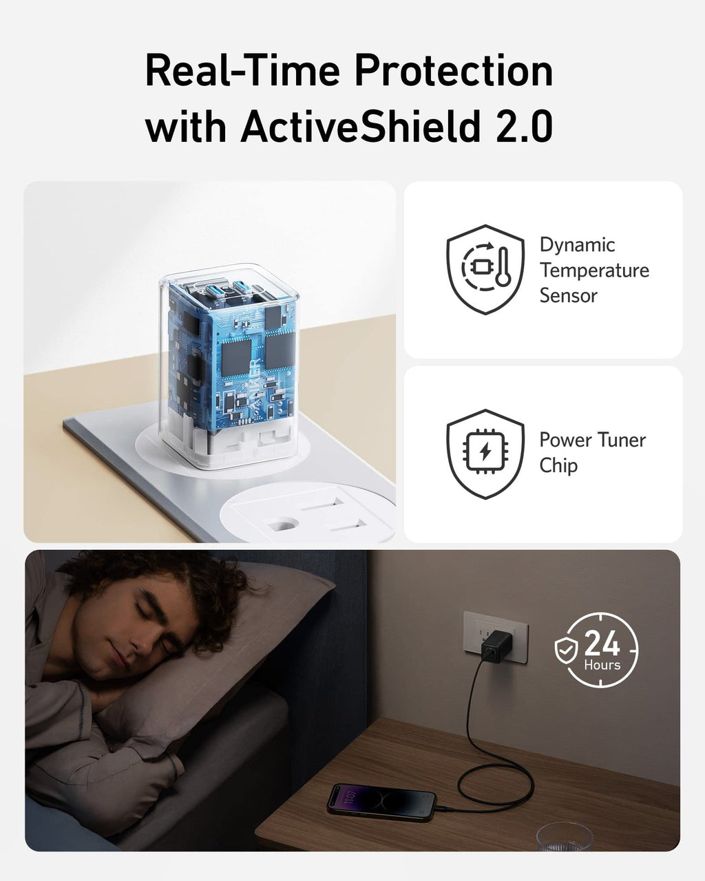 Anker 523 Charger (Nano 3, 47W) and New Nylon USB-C to USB-C 100W Cable (10 ft)