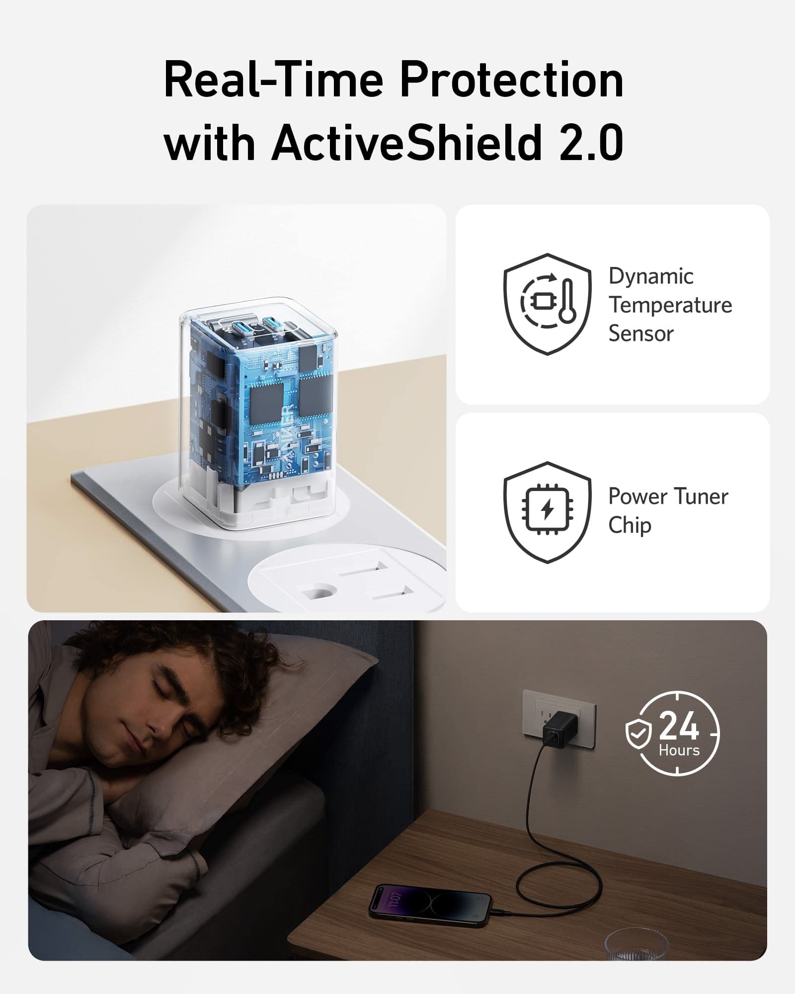 Anker 523 Charger (Nano 3, 47W) and New Nylon USB-C to USB-C 100W Cable (10 ft)