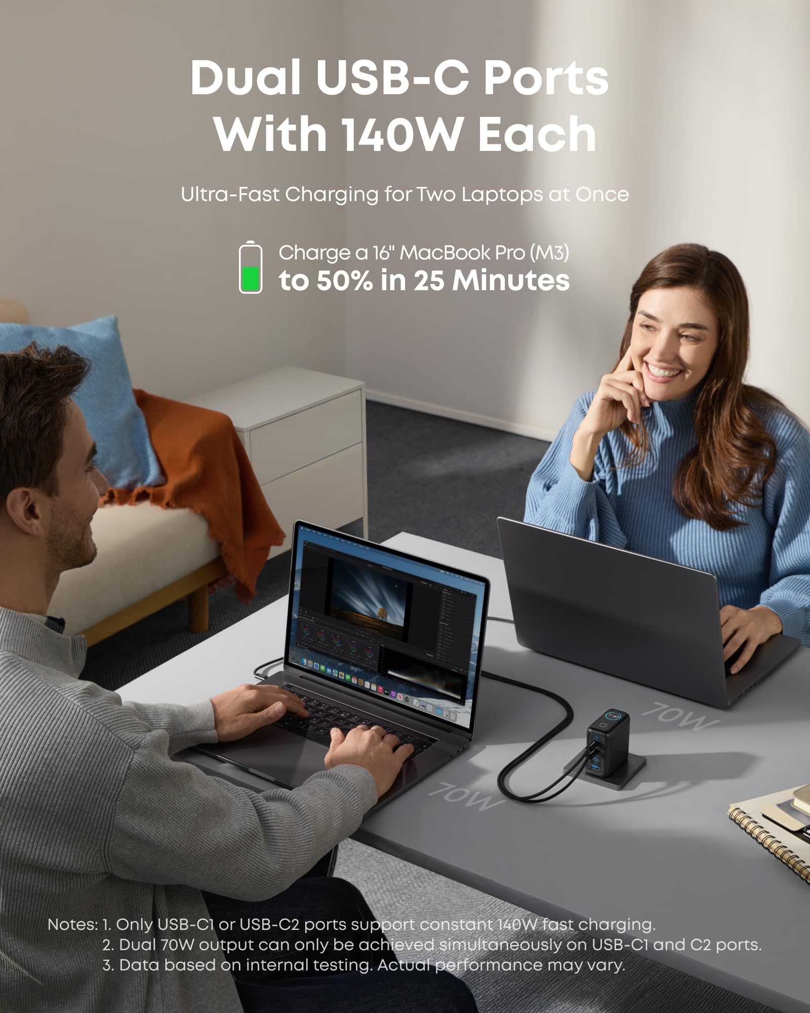 Bundle kit: Anker Laptop Power Bank (25K, 165W, Built-In and Retractable Cables) and Anker Laptop Charger (140W, 4-Port, PD 3.1) with USB-C Cable and Anker Nano Power Bank (10K, 45W, Built-In Retractable USB-C Cable)
