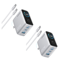 Anker Charger (100W, 3 Ports, Smart Display) 2-Pack