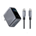 Anker Prime Charger (160W, 3 Ports, Smart Display) with Anker Prime USB-C to USB-C Cable (240W, Upcycled-Braided)