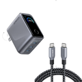 Anker Prime Charger (160W, 3 Ports, Smart Display) and Anker Prime USB-C to USB-C Cable (240W, Upcycled-Braided)