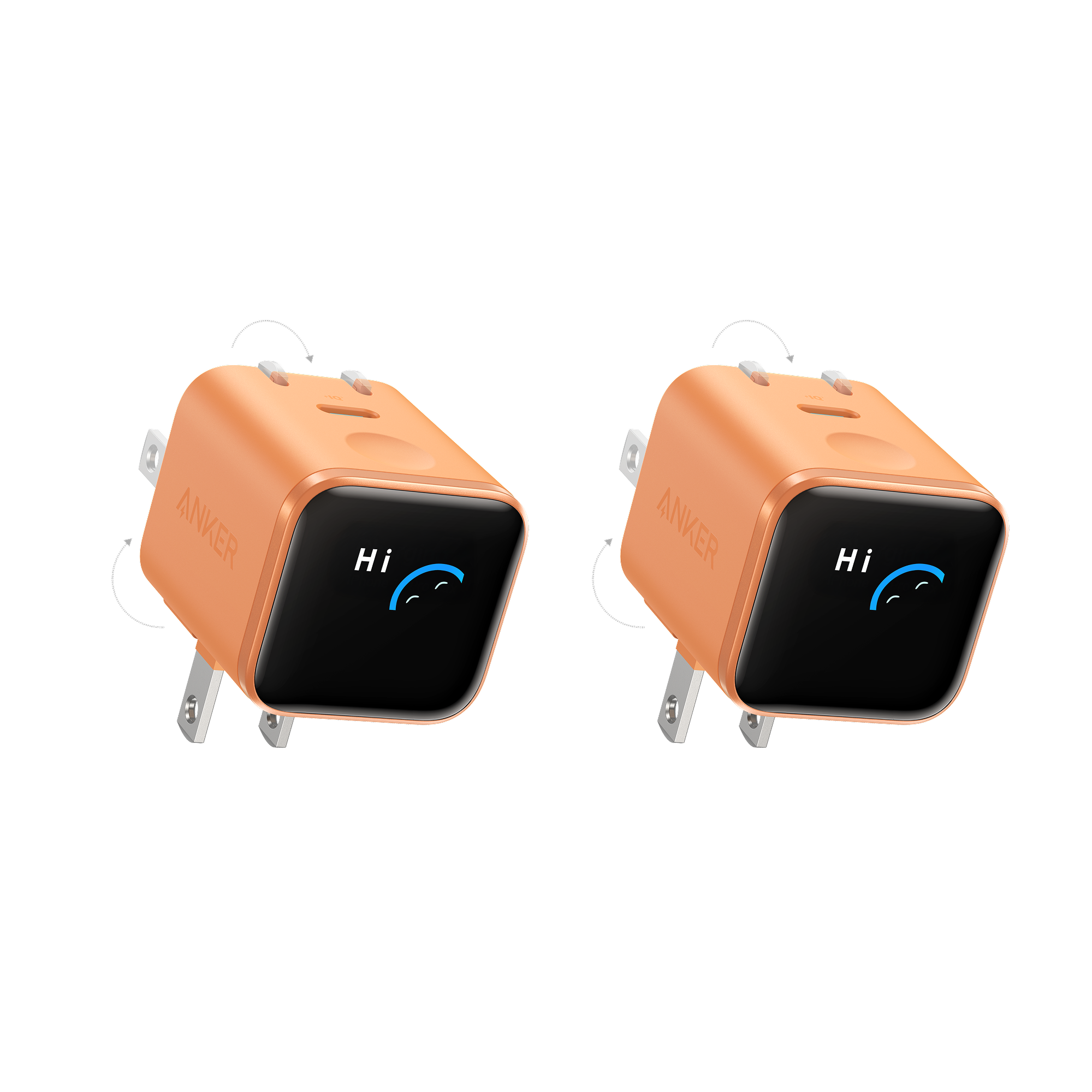 Anker Nano Charger (45W, Smart Display, 180° Foldable, 2-Pack)