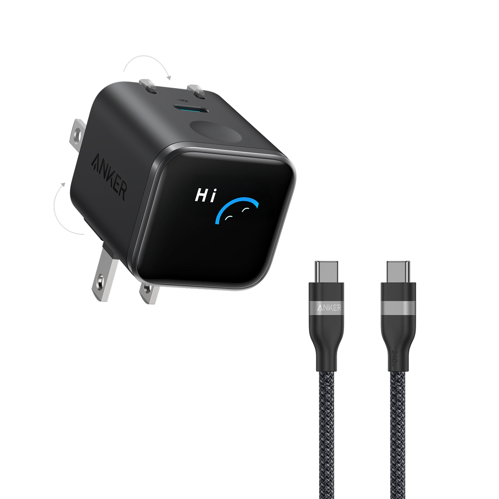 Anker Nano Charger (45W, Smart Display, 180° Foldable)