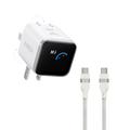 Anker Nano Charger (45W, Smart Display, 180° Foldable) and USB-C to USB-C Cable