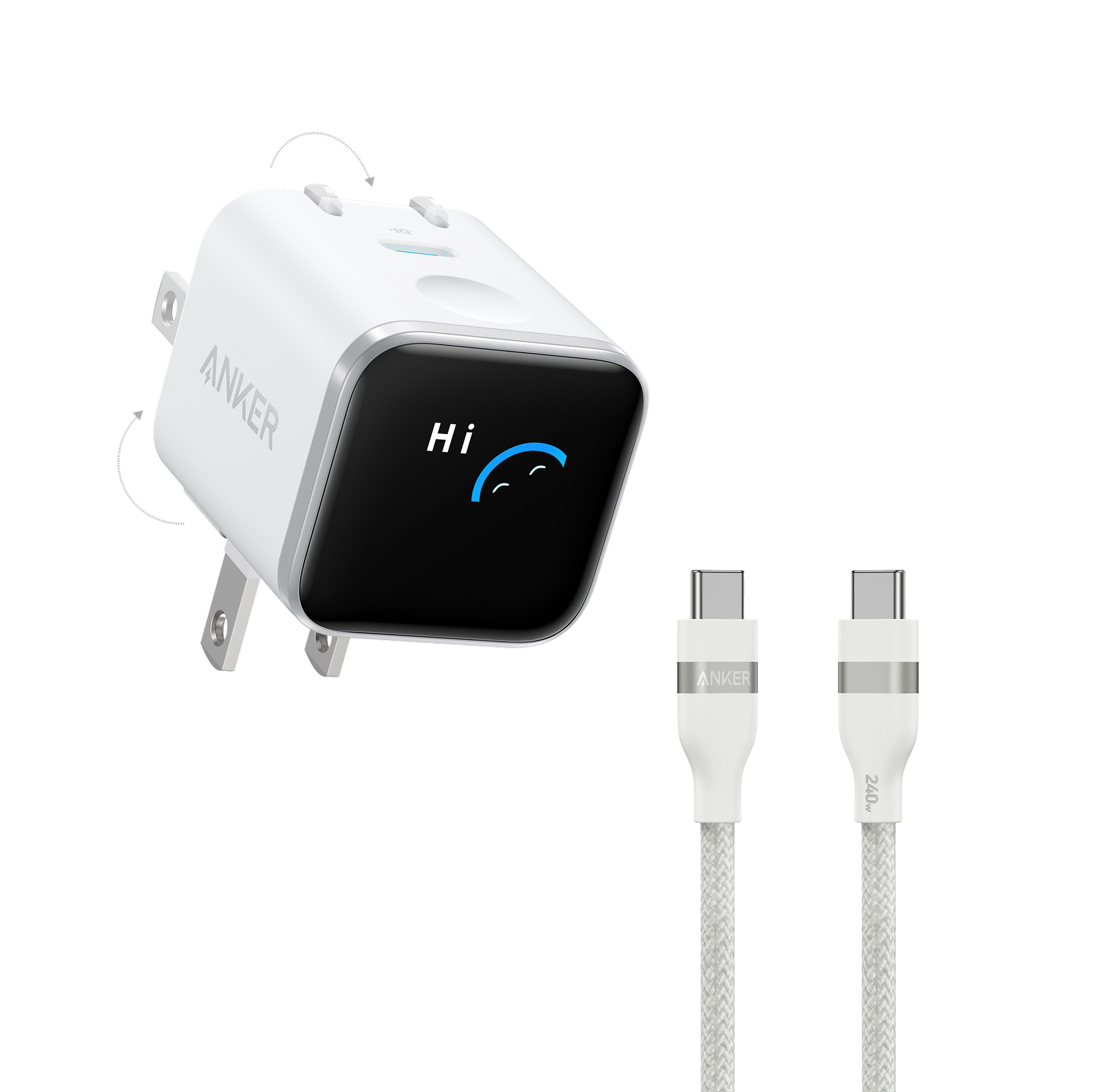 Anker Nano Charger (45W, Smart Display, 180° Foldable)
