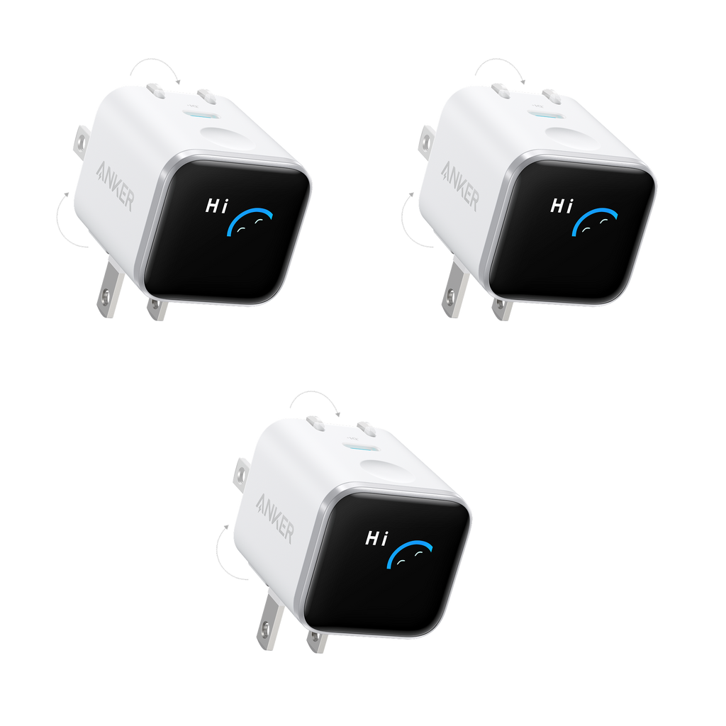 Anker Nano Charger (45W, Smart Display, 180° Foldable, 3-Pack)
