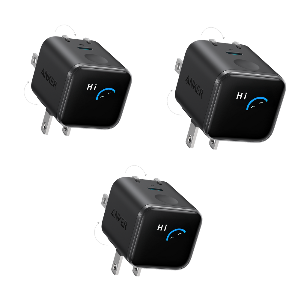 Anker Nano Charger (45W, Smart Display, 180° Foldable, 3-Pack)