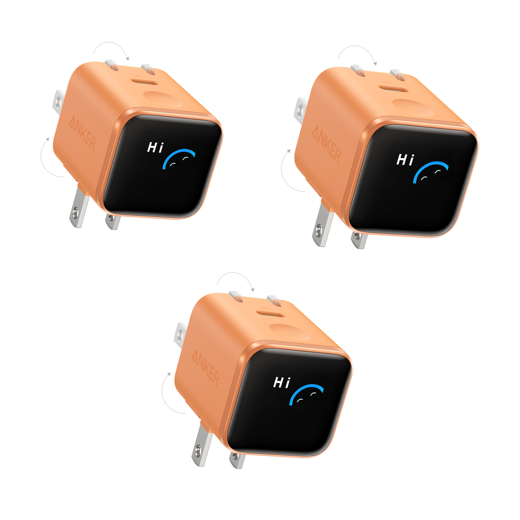 Anker Nano Charger (45W, Smart Display, 180° Foldable, 3-Pack)