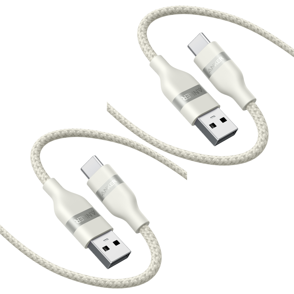 Anker USB-A to USB-C Cable (3 ft, Upcycled-Braided, 2 Pack）