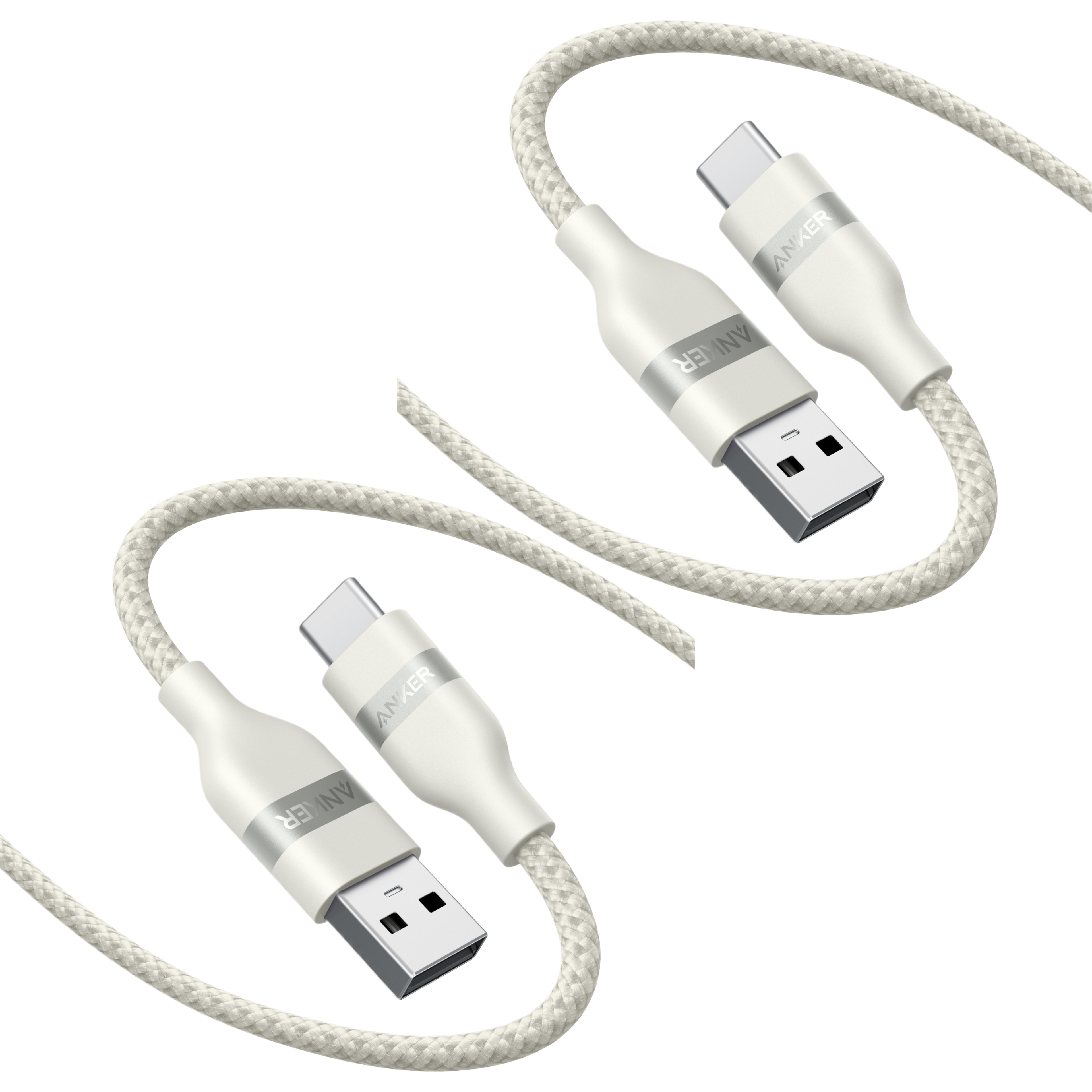 Anker USB-A to USB-C Cable (3 ft, Upcycled-Braided, 2 Pack）