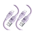 Anker USB-A to USB-C Cable (Upcycled-Braided, 2 Pack, Violet）