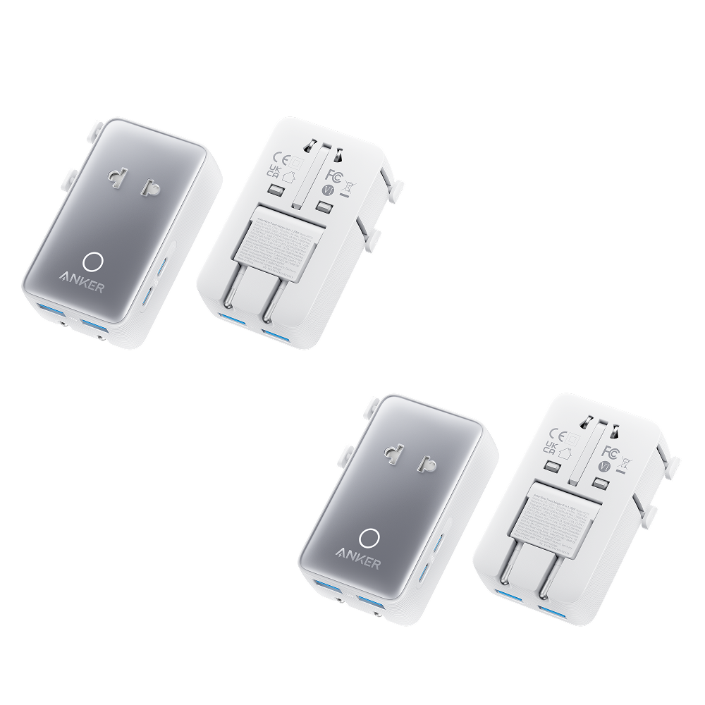 Anker Nano Travel Adapter (5-in-1, 20W, 2-Pack)