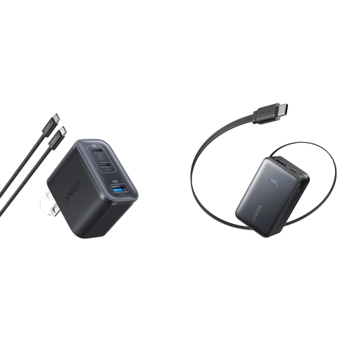 Anker Nano Charger (70W, 3 Ports) and Anker Nano Power Bank (10K, 45W, Built-In Retractable USB-C Cable)