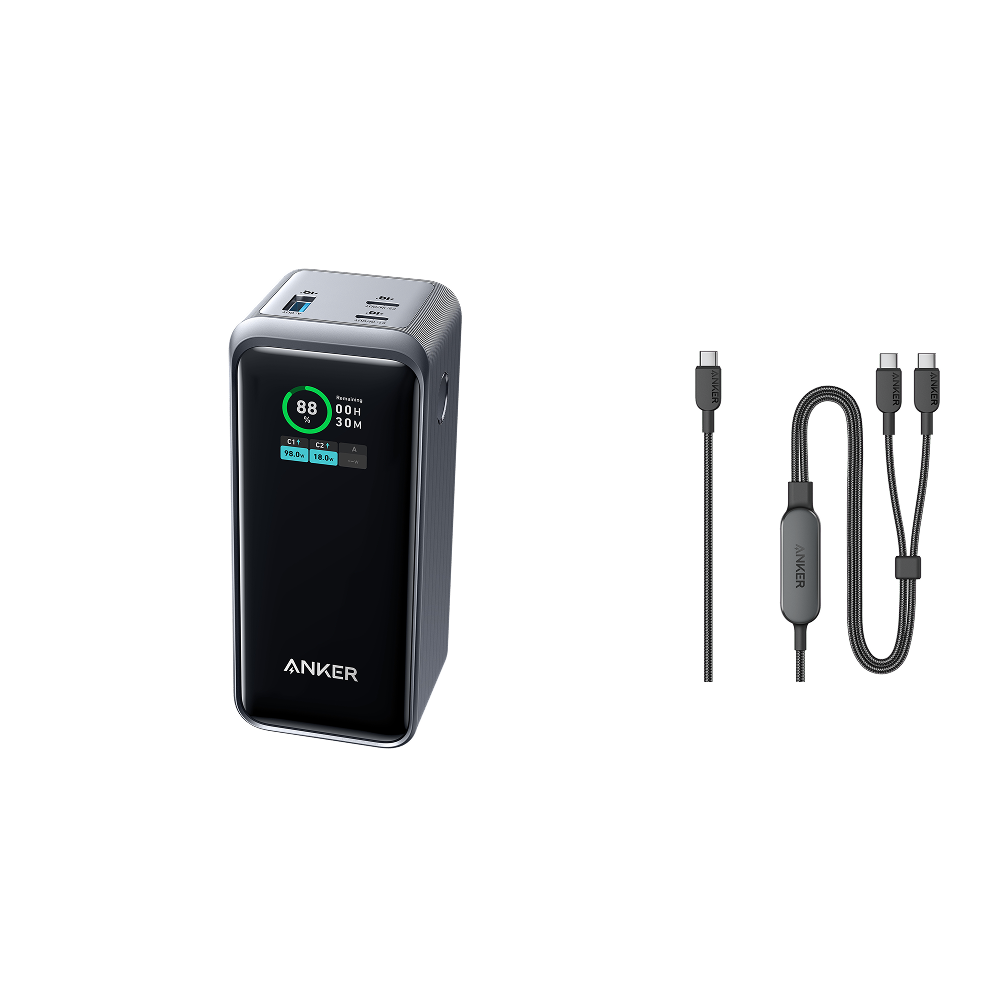 Anker Prime Power Bank (20K, 200W) and Anker 140W 2-in-1 USB-C to USB-C Cable
