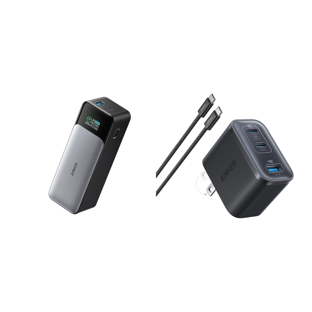 Anker 737 Power Bank (PowerCore 24K) and Anker Nano Charger (70W, 3 Ports)